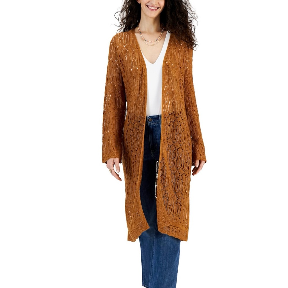 Hooked Up by IOT Olive Green Open Front Longline Cardigan
